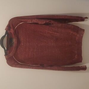 HELIX Acid Wash Shirt Sweater unisex Burgundy Comfy Relaxed long fit Size XL